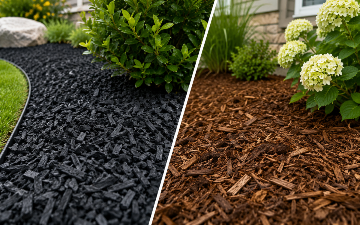 Rubber Mulch vs Wood Mulch: Cost, Longevity & Which Is Better for WNY Yards Rubber Mulch vs Wood Mulch